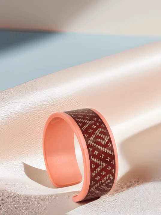 Kadın Bakır Bileklik Yüzük Set - Stella Model Özel Baskı Metal Kutu Ve Kuvars Taşı