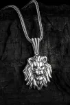Erkek Gümüş Kolye - Tilki Kuyruğu Zincirli Aslan Kafası Figürlü Erkek Kolye Erkek Gümüş Kolye - Tilki Kuyruğu Zincirli Aslan Kafası Figürlü Erkek Kolye