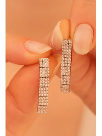 Kadın Gümüş Küpe - Zirkon Taşlı Paris 925 Ayar Gümüş Kadın Küpe