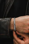 Erkek Gümüş Bileklik - El Yapımı Kane Model Erkek Bileklik Kelepçe Her Bileğe Uyar