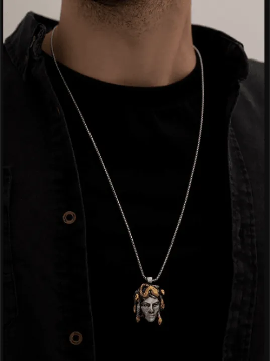 Medusa - Erkek Kolye - Kadın Kolye - Medusa Model Bay Çelik Kolye