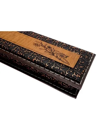 Kişiye Özel Ahşap Üzeri Deri Kaplamalı Bakır Yaldızlı Premium Tesbih Kutusu