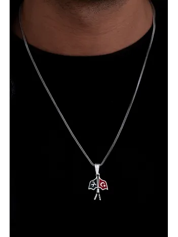 3 Hilal Ay Yıldız Gümüş Erkek Kolye Zincir Küçük Boy 3 Hilal Ay Yıldız Gümüş Erkek Kolye Zincir Küçük Boy