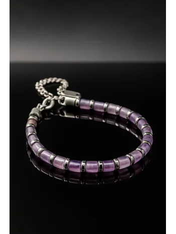 Erkek Çelik Bileklik - 8.5 mm Yassı Gurmet Zincir Oksitli Model Siyah Renk Erkek Bileklik