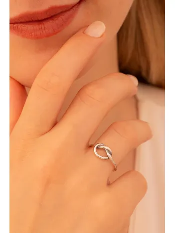 Kadın Gümüş Yüzük - El İşçiliği Oksitli Gümüş Aşk Düğümü Model 2 Kadın Yüzük