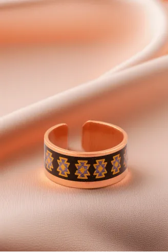 Kadın Bakır Yüzük - Victoria Model Özel Baskı Metal Kutu Ve Kuvars Taşı