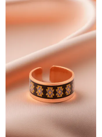 Kadın Bakır Yüzük - Victoria Model Özel Baskı Metal Kutu Ve Kuvars Taşı