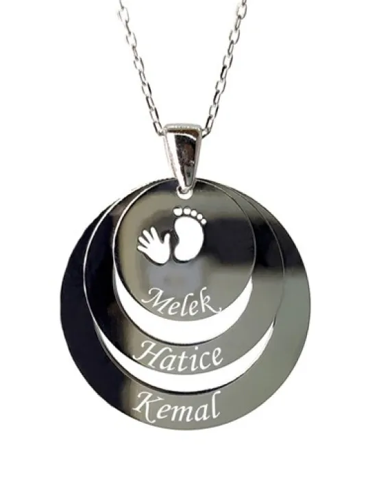 Kişiye Özel 3 İsimli Ayak İzi Bayan Gümüş Kolye Kişiye Özel 3 İsimli Ayak İzi Bayan Gümüş Kolye