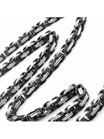 Siyah Beyaz Çelik Kral Erkek Zincir Kolye İnce Model