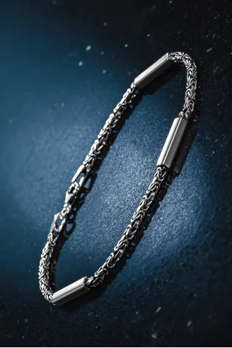 Kare Parçalı Erkek Kral Gümüş Bileklik Künye 2,8mm Orta Kalınlıkta