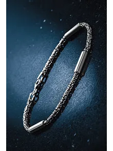 Kare Parçalı Erkek Kral Gümüş Bileklik Künye 2,8mm Orta Kalınlıkta