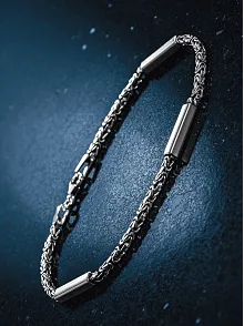 Kare Parçalı Erkek Kral Gümüş Bileklik Künye 2,8mm Orta Kalınlıkta