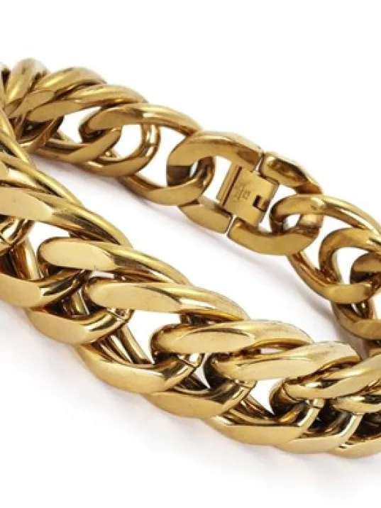 19mm Altın Rengi Gurmet Erkek Çelik Bileklik Künye Devasa Kalınlıkta 19mm Altın Rengi Gurmet Erkek Çelik Bileklik Künye Devasa Kalınlıkta