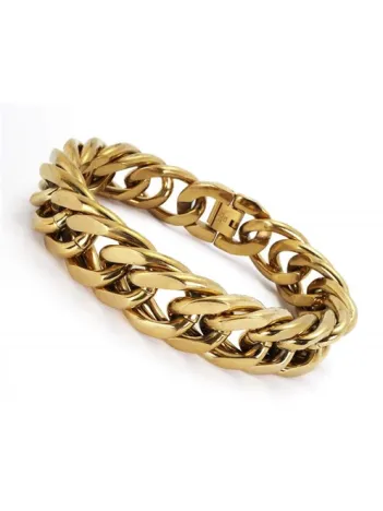 19mm Altın Rengi Gurmet Erkek Çelik Bileklik Künye Devasa Kalınlıkta