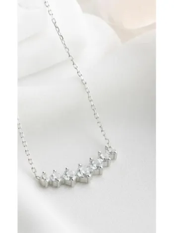 Gümüş Kolye - 7 Taşlı Sıralı Şık Kadın Gümüş Kolye