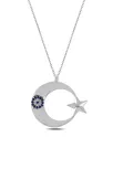Zirkon Taşlı Nazarlıklı Ay Yıldız Model Kadın Gümüş Kolye GKLAYYLDZM1-GMS