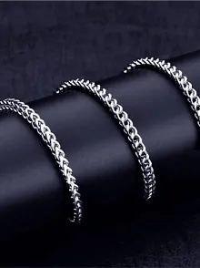 Erkek Çelik Kolye Kare Model 5mm Kalın Model Paslanmaz Çelik Kolye