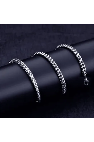 Erkek Çelik Kolye Kare Model 5mm Kalın Model Paslanmaz Çelik Kolye