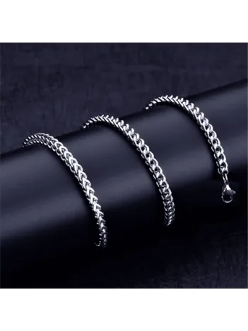 Erkek Çelik Kolye Kare Model 5mm Kalın Model Paslanmaz Çelik Kolye