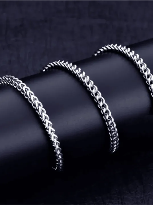 Erkek Çelik Kolye Kare Model 5mm Kalın Model Paslanmaz Çelik Kolye