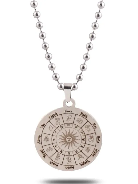 İkizler Burcu Kolye Kadın Erkek Çelik Kolye Top Zincir CKLİKİZLERB-GMS