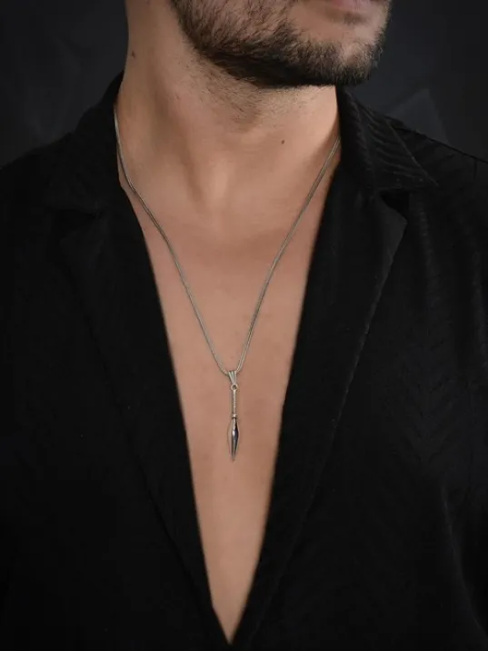 Mızrak Ucu Figürlü Erkek Gümüş Kolye Zincir Gklyzkhnmzr-gms