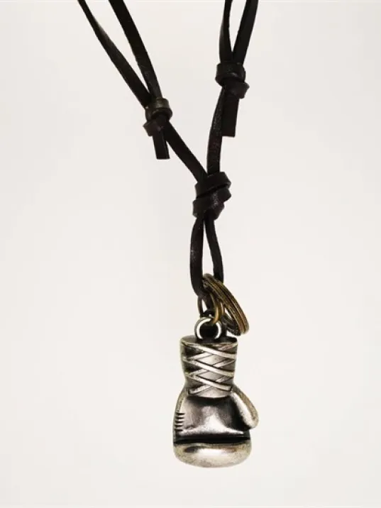 Büyük Boy Boks Eldiveni Erkek Deri Kolye Hakiki Deri