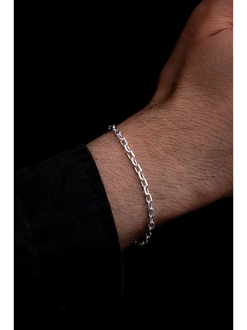 Erkek Gümüş Bileklik - 4.5 mm Forse Zincir Gümüş Bileklik