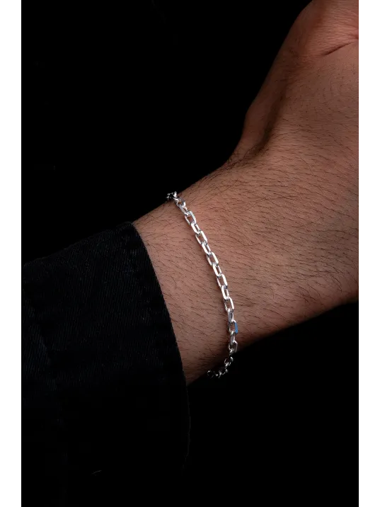 Erkek Gümüş Bileklik - 4.5 mm Forse Zincir Gümüş Bileklik