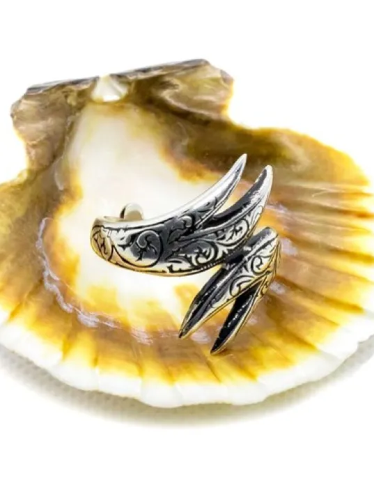 Çift Zülfikarlı Erkek Gümüş Yüzük