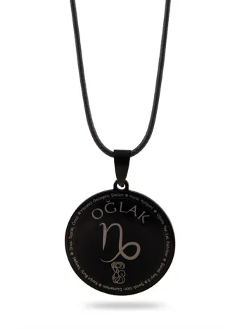 Oğlak Burcu Kolyesi Kadın Erkek Çelik Deri Kolye CKLOGLAKBUR-SYH