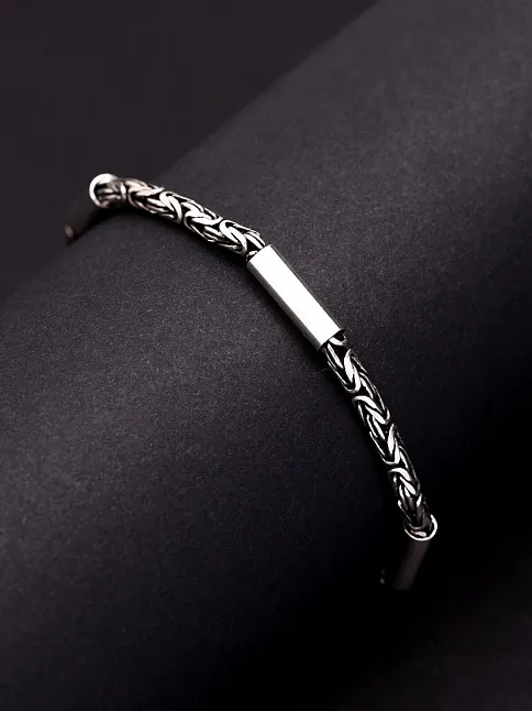 Erkek Kral Gümüş Bileklik Künye 2,8mm Özel Tasarım Silindir Parçalı
