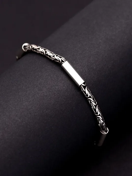 Erkek Kral Gümüş Bileklik Künye 2,8mm Özel Tasarım Silindir Parçalı Erkek Kral Gümüş Bileklik Künye 2,8mm Özel Tasarım Silindir Parçalı