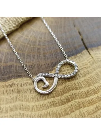 Kalpli Sonsuzluk Bayan Gümüş Kolye Zincir