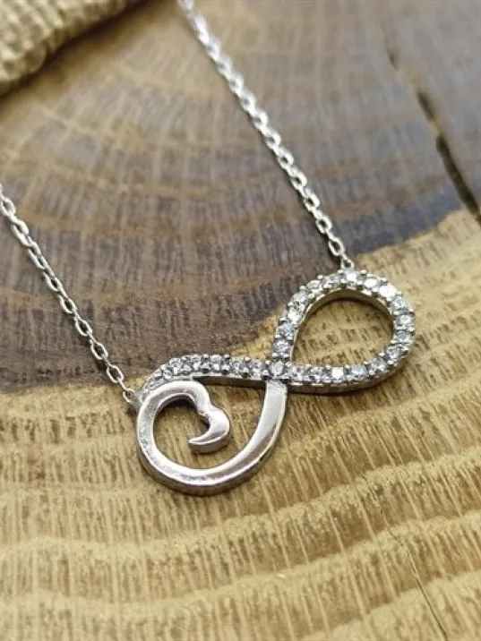 Kalpli Sonsuzluk Bayan Gümüş Kolye Zincir