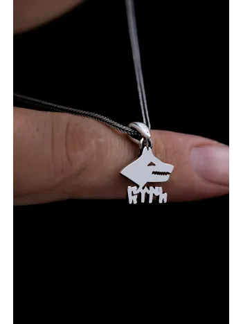 Göktürkçe Türk Yazılı Bozkurt Erkek Gümüş Kolye Zincir