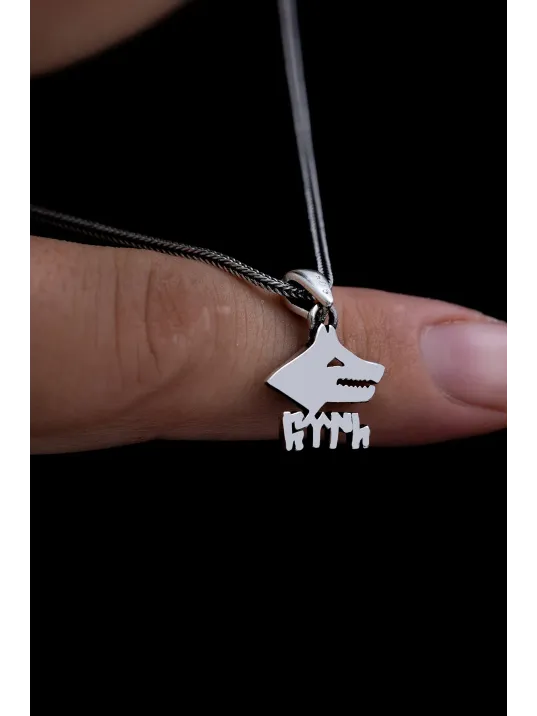 Göktürkçe Türk Yazılı Bozkurt Erkek Gümüş Kolye Zincir