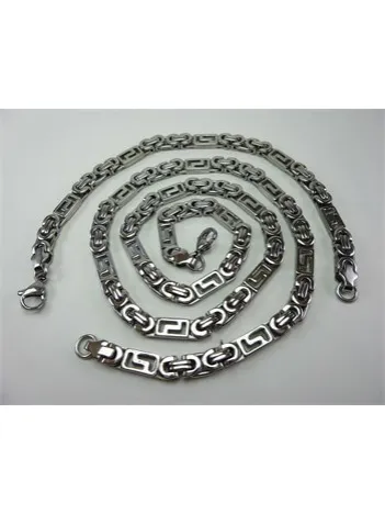 ERKEK ÇELİK KOLYE ZİNCİR VE ERKEK BİLEKLİK SET YASSI MODEL