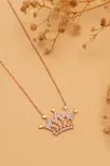 Zirkon Taşlı Rose Renk Kalpli Kral Tacı Kadın Gümüş Kolye GKLKRLTCIM1-ROS Zirkon Taşlı Rose Renk Kalpli Kral Tacı Kadın Gümüş Kolye GKLKRLTCIM1-ROS