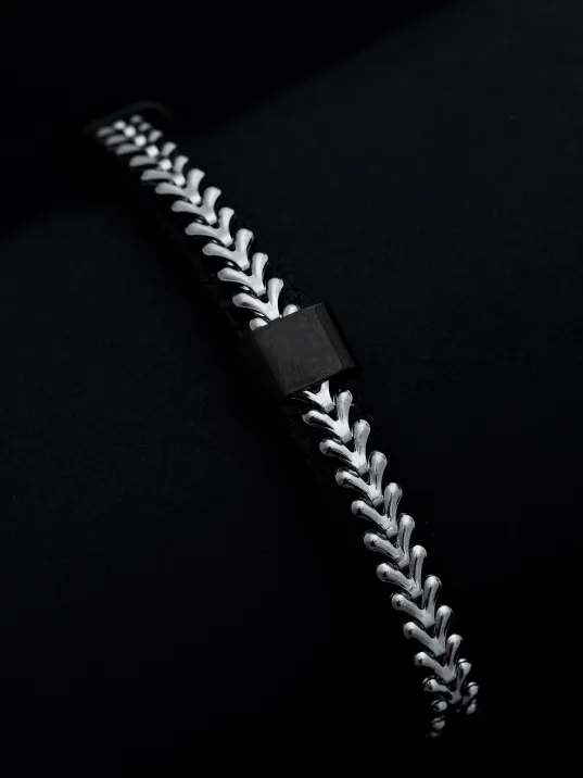 Erkek Çelik Bileklik - Çelik Siyah Balik Sirti Model Bileklik