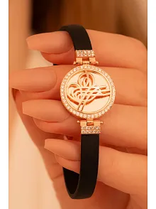 Kadın Gümüş Bileklik - Zirkon Taşlı Rose Renk Osmanlı Tuğralı Kadın Gümüş Bileklik