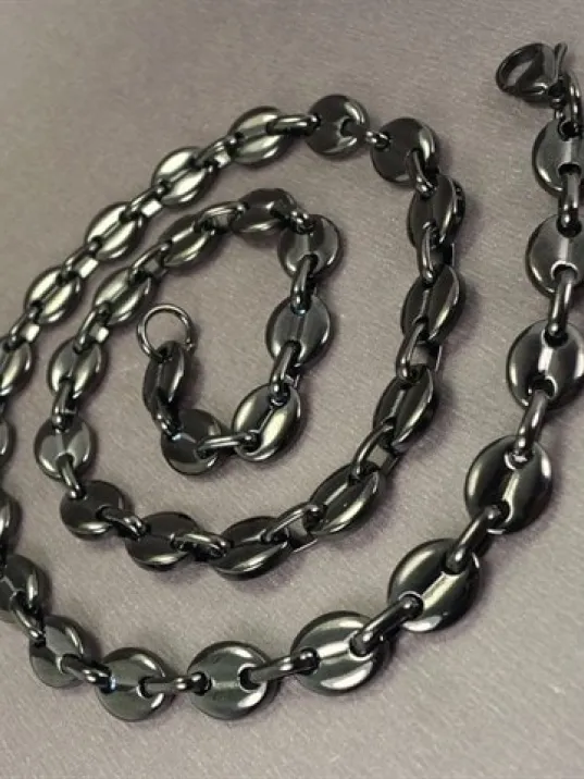 Gemici Model Çelik Erkek Kolye Zincir Siyah Model Orta Kalınlıkta Gemici Model Çelik Erkek Kolye Zincir Siyah Model Orta Kalınlıkta