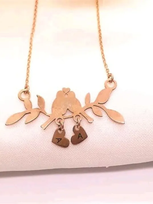 Gerçek Rose Kaplama,Kararmayan Kadın Dalda Çifte Kuş Model 2 925 Ayar Gümüş Kolye (14 Şubat Sevgililer Günü Hediyesi) Gerçek Rose Kaplama,Kararmayan Kadın Dalda Çifte Kuş Model 2 925 Ayar Gümüş Kolye (14 Şubat Sevgililer Günü Hediyesi)