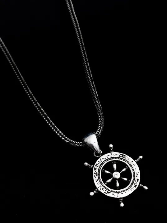 Gemi Dümeni Erkek Gümüş Kolye Zincir