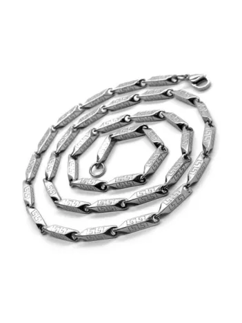 Grek Desen İnce Kibar Model Erkek Çelik Kolye Zincir CKLGMSIGREK