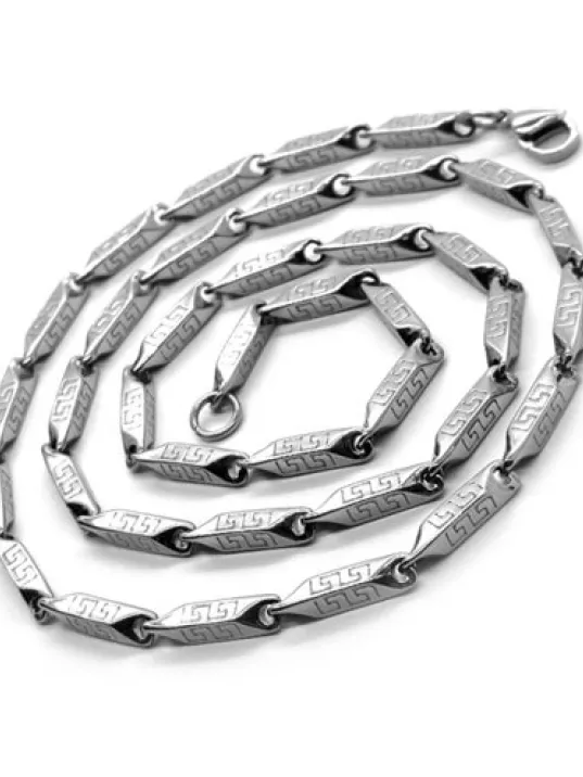 Grek Desen İnce Kibar Model Erkek Çelik Kolye Zincir CKLGMSIGREK Grek Desen İnce Kibar Model Erkek Çelik Kolye Zincir CKLGMSIGREK