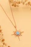 Kadın Gümüş Kolye - Rose Altın Kaplama Renk Mavi Opal Taşlı Kutup Yıldızı Gümüş Kolye Kadın Gümüş Kolye - Rose Altın Kaplama Renk Mavi Opal Taşlı Kutup Yıldızı Gümüş Kolye