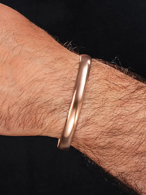 Erkek Kadın Bakır Bileklik - İsim Yazılabilir Düz Parlak Model Metal Kutu Doğal