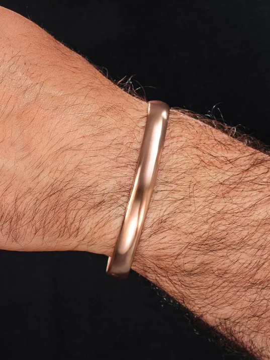 Erkek Kadın Bakır Bileklik - İsim Yazılabilir Düz Parlak Model Metal Kutu Doğal