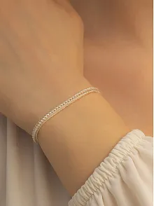 Kadın Gümüş Bileklik - 3mm Gümüş Beyaz Parlak Tilki Kuyruğu Model Kadın Bileklik
